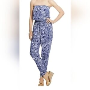 Lilly Pulitzer Jumpsuit with Tie-Waist Sleeveless Blue & White Fish Pattern XS